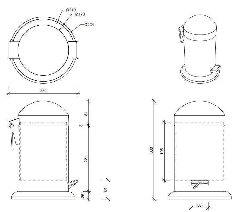 Ведёрко для ванной комнаты Decor Walther Basic напольное 06081 ФОТО