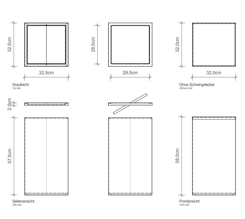 Квадратное мусорное ведро в ванную Decor Walther DW 06109 ФОТО