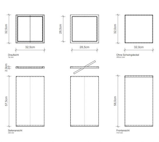 Квадратное мусорное ведро в ванную Decor Walther DW 06109 схема 2