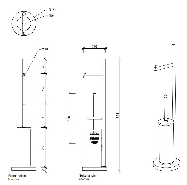 Стойка с ёршиком и бумагодержателем Decor Walther DW 08002 ФОТО