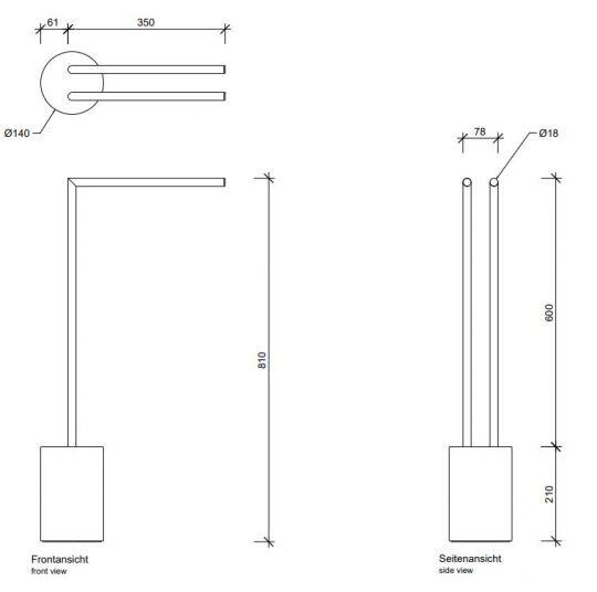 Держатель для полотенца Decor Walther Stone 09717 схема 2 Держатель для полотенца Decor Walther Stone 09717 схема 2