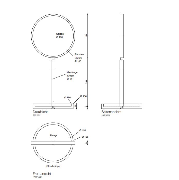 Косметическое зеркало настольное Decor Walther Stone 09724 ФОТО