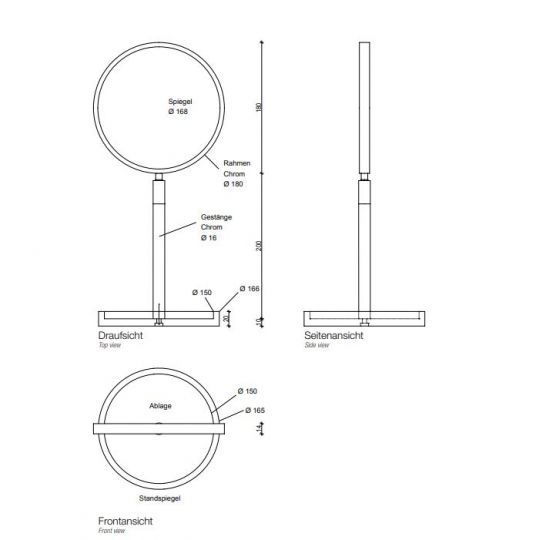 Косметическое зеркало настольное Decor Walther Stone 09724 схема 2
