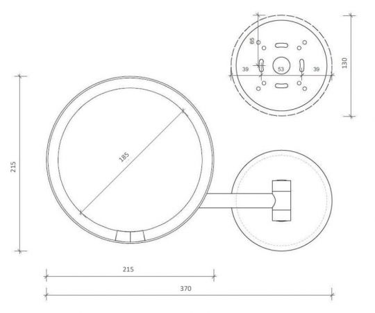 Косметическое зеркало Decor Walther Basic с настенным креплением 01258 схема 2