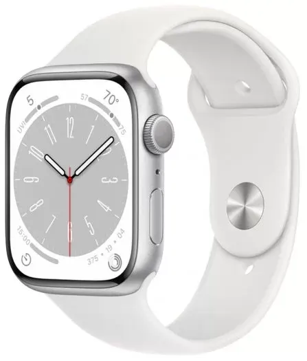 Умные часы Apple Watch Series 8 45mm Silver Aluminum Case with White Sport Band M/L (MP6Q3LL/A)