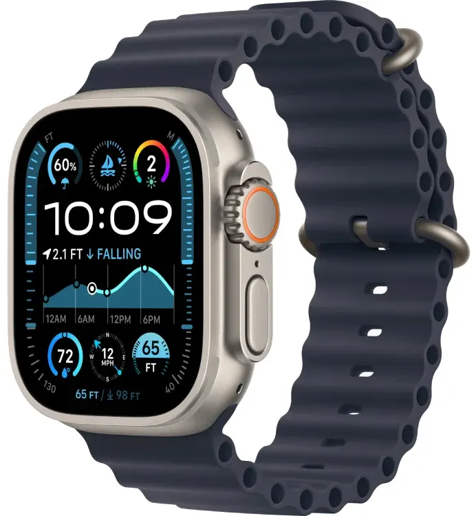 Умные часы Apple Watch Ultra 2 49mm Natural Titanium Case with Navy Ocean Band (MX4D3FD/A)