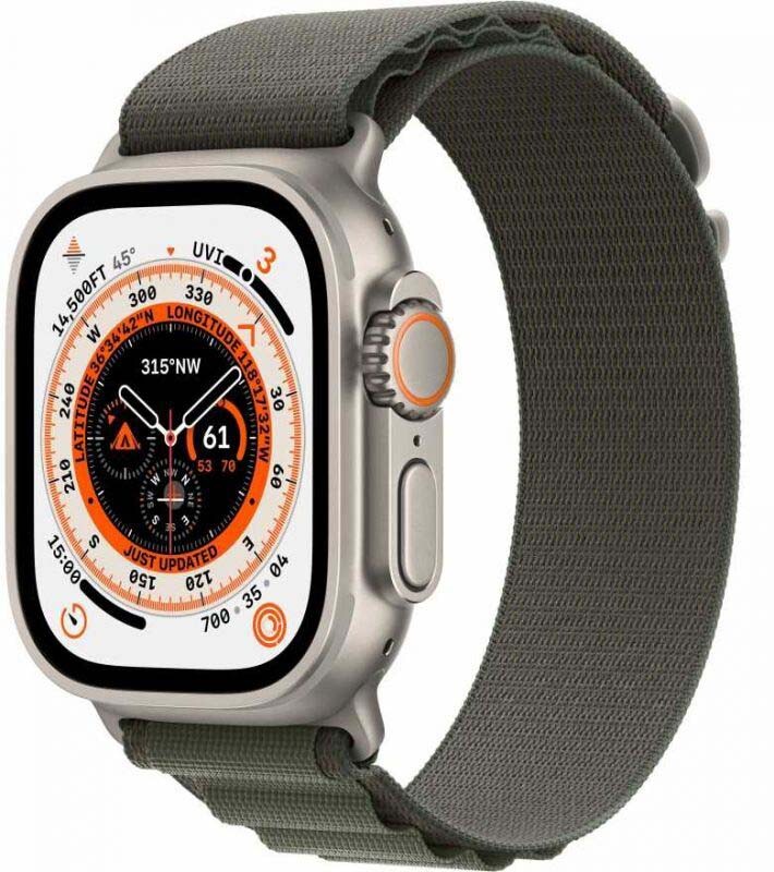 Умные часы Apple Watch Ultra 49mm Titanium Case with Green Alpine Loop S (MNHC3LL/A)