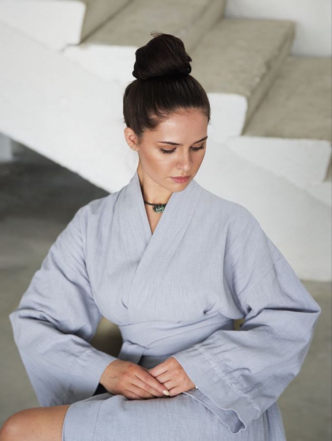 Кимоно из крапивы серо-голубое