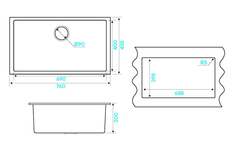 Мойка кухонная Kuchenstern SUB 80 a-Granit 20220 76х43,5 см ФОТО