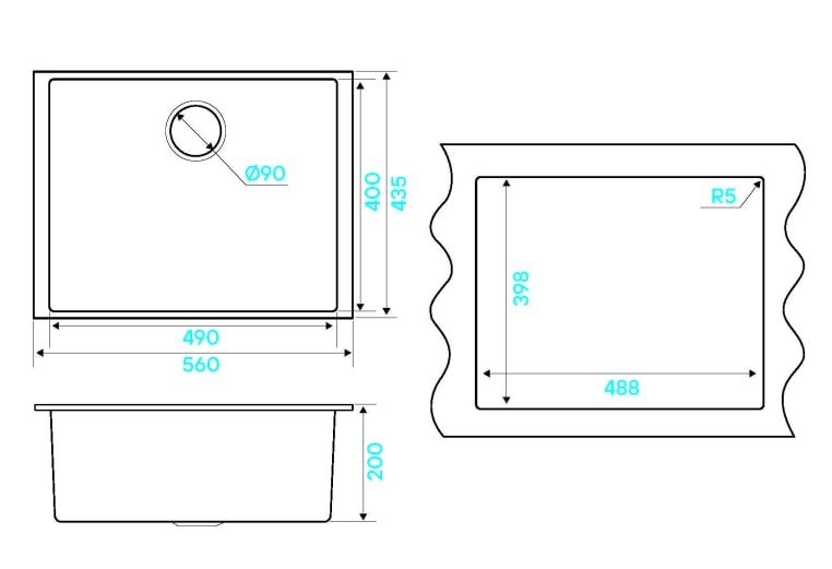 Мойка кухонная Kuchenstern SUB 60 a-Granit 20120 56х43,5 см ФОТО