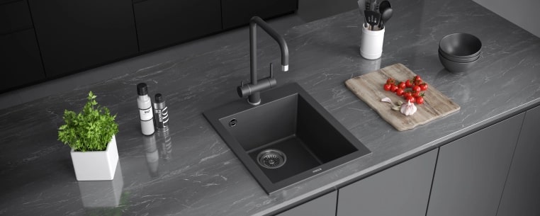 Мойка кухонная Kuchenstern OBEN 45 a-Granit 20320 41х50 см ФОТО