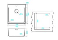 Мойка кухонная Kuchenstern HERD 45 AISI 304/R25 556SS50 45х50 см схема 3 Мойка кухонная Kuchenstern HERD 45 AISI 304/R25 556SS50 45х50 см схема 3
