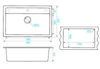 Мойка кухонная Kuchenstern TOP 80 Ku-Granit 10710 81,5х51 см схема 8