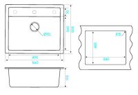 Мойка кухонная Kuchenstern TOP 60 Ku-Granit 10610 56х50,5 см схема 8