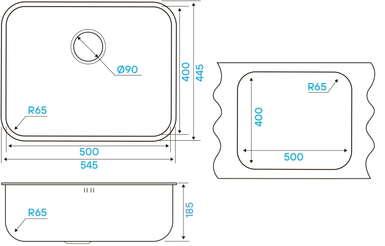 Мойка кухонная Kuchenstern RUND 60 AISI 304/R65 652SS60 54,5х44,5 см ФОТО