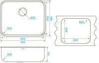 Мойка кухонная Kuchenstern RUND 60 AISI 304/R65 652SS60 54,5х44,5 см схема 3