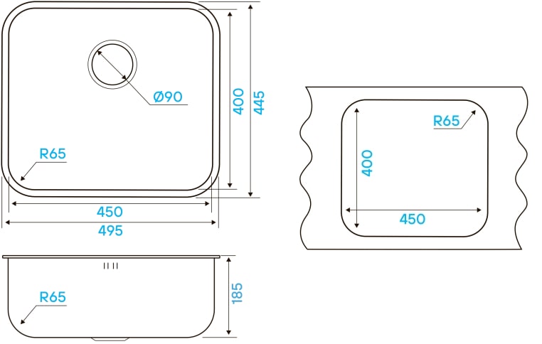 Мойка кухонная Kuchenstern RUND 50 AISI 304/R65 651SS60 49,5х44,5 см ФОТО