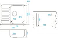 Мойка кухонная Kuchenstern BASIS 45 AISI 304/R65 653SS60 60х50 см схема 3