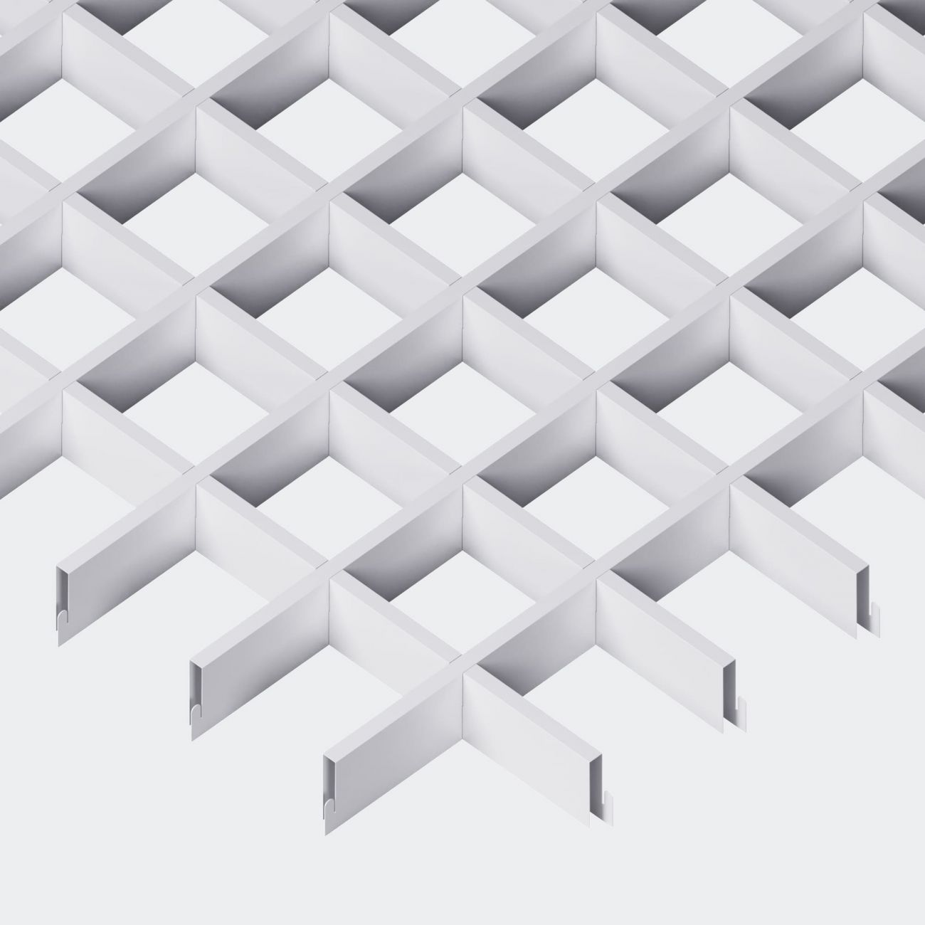 Подвесной потолок Грильято 150х150х30 мм белый ячеистый потолок из алюминиевого профиля