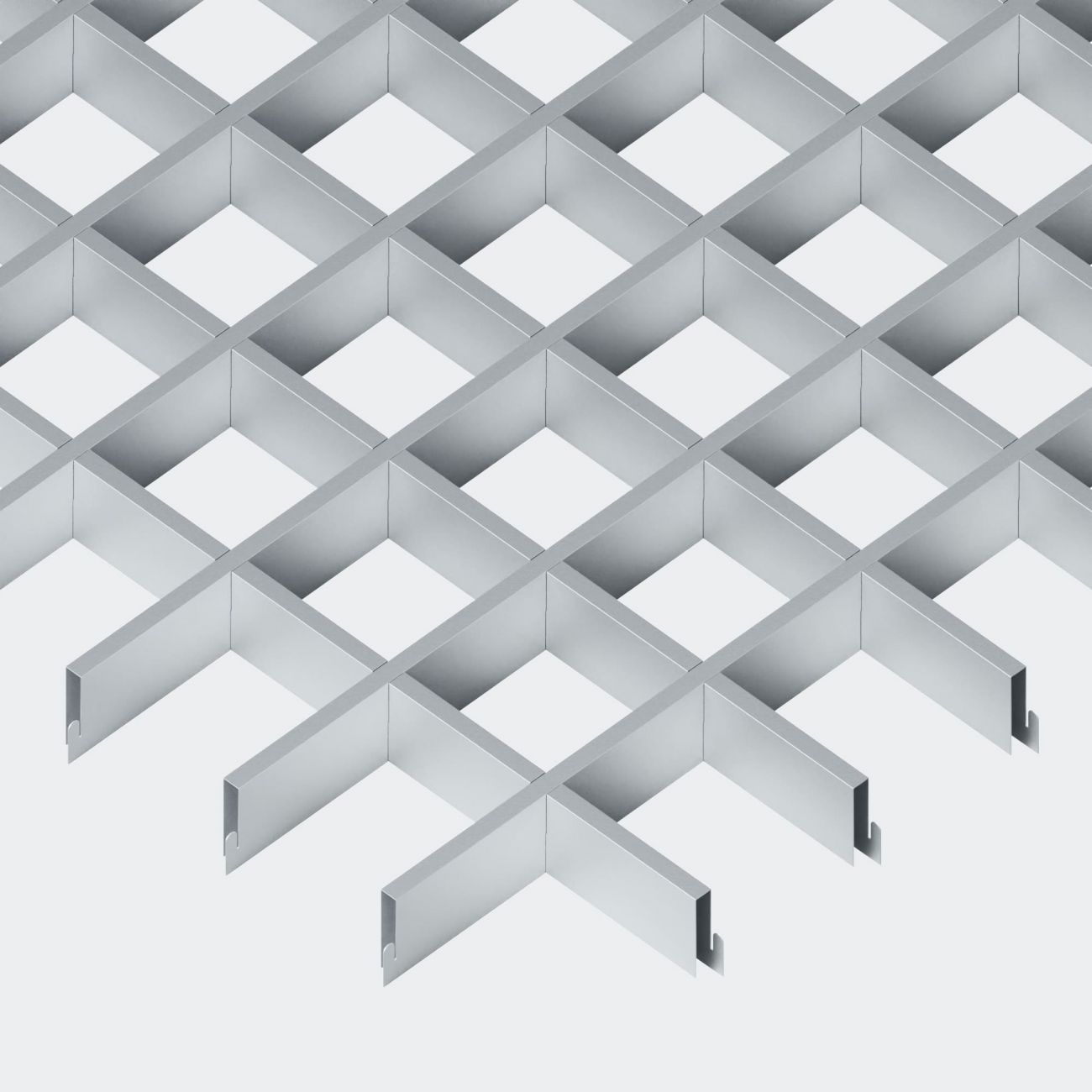 Подвесной потолок Грильято 40х40х30 мм серебристый ячеистый потолок из алюминиевого профиля