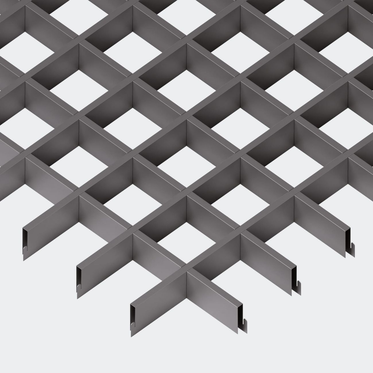 Подвесной потолок Грильято 200х200х30 мм графит ячеистый потолок из алюминиевого профиля