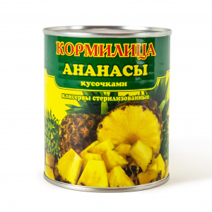Ананасы кусочки Кормилица ж/б 820 гр