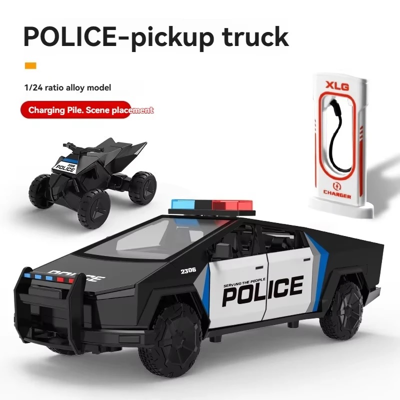Машинка металлическая Tesla Cybertruck Police 1/24 M92314
