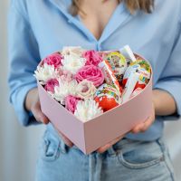 Сердце розовое с киндерами