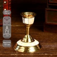 Подсвечник "Жасмин" латунь, перламутр 7,7х7,7х9 см