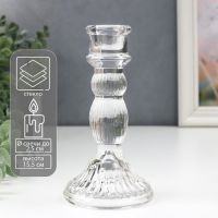 Стеклянный подсвечник на 1 свечу «Колонна с шарами», прозрачный, 15.5?8.5?8.5 см