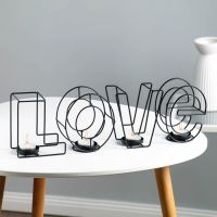Подсвечник металлический на 4 свечи TAKE IT EASY «Love: слово», 13.5?42 см, чёрный