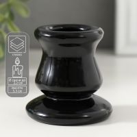 Стеклянный подсвечник на 1 свечу «Лучано», d=2.2 см, прозрачный черный, 5.5?5.2?5.3 см