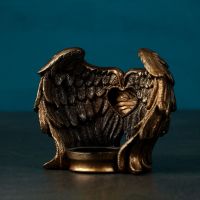 Подсвечник на 1 свечу «Крылья ангела», гипс, чёрный с золотом, 12 см