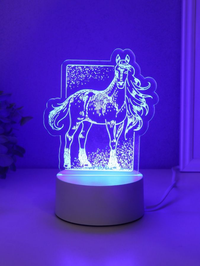 Светильник 3D-ночник RISALUX «Лошадь», LED, RGB, от сети, 9.5?12.9?16 см
