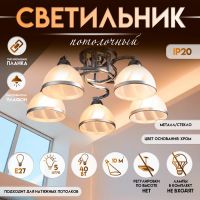 Светильник потолочный BayerLux «Каспиан», люстра 5хЕ27, 40 Вт, хром, 56х56х22 см
