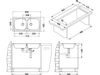 Мойка для кухни Alveus BASIC BASIC 70 1008846 86х43,5 см двойная схема 3