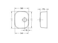 Мойка для кухни Alveus VARIANT 20 1009012 слив вдоль длинной стороны 42х34 см схема 3