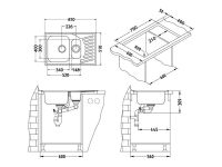 Мойка для кухни Alveus ELEGANT 110 SAT-90 1+1/2 в комплекте с сифоном 81х51 см схема 3