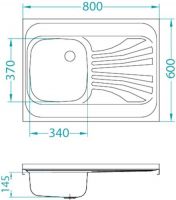 Мойка для кухни Alveus GENESIS PRIMAL 010L-LGI-60 без выпуска и сифона 80х60 см схема 2