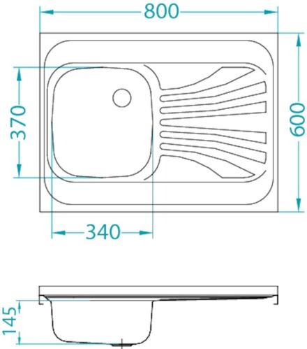 Мойка для кухни Alveus GENESIS PRIMAL 010L-LGI-60 без выпуска и сифона 80х60 см схема 2