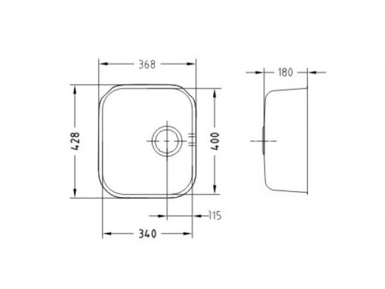 Мойка для кухни Alveus VARIANT 40 SAT-90 слив вдоль длинной стороны 34х40х18,5 см схема 3