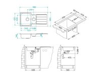 Мойка для кухни Alveus LINE 10 NAT-90 в комплекте с сифоном 98х50 см схема 3