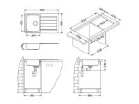 Мойка для кухни Alveus LINE 20 LEI-90 в комплекте с сифоном 86х50 см схема 3