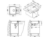 Мойка для кухни Alveus LINE 60 NAT-90 в комплекте с сифоном 61,5х50 см схема 3 Мойка для кухни Alveus LINE 60 NAT-90 в комплекте с сифоном 61,5х50 см схема 3