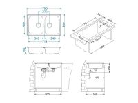 Мойка для кухни Alveus LINE 90 NAT-90 в комплекте с сифоном 79х50 см схема 3