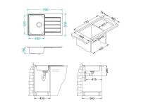 Мойка для кухни Alveus LINE 80 -LEI-90 в комплекте с сифоном 79х50 см схема 3