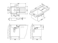 Мойка для кухни Alveus LINE MONARCH 10 с выпуском без сифона 98х50 см схема 4