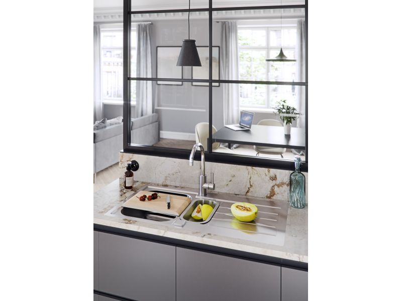 Мойка для кухни Alveus FS LINE MAXIM 10-SAT 1+1/2 в комплекте с сифоном 98,5х50,5 см ФОТО