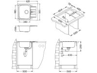 Мойка для кухни Alveus LINE MAXIM 60 FS SAT 90 в комплекте с сифоном 61,5х50,5 см схема 6