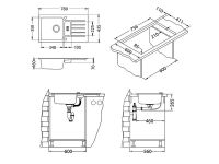 Мойка для кухни Alveus NIAGARA 70 GRANITAL 1+1/2 с сифоном 78х43,5х16 см схема 6